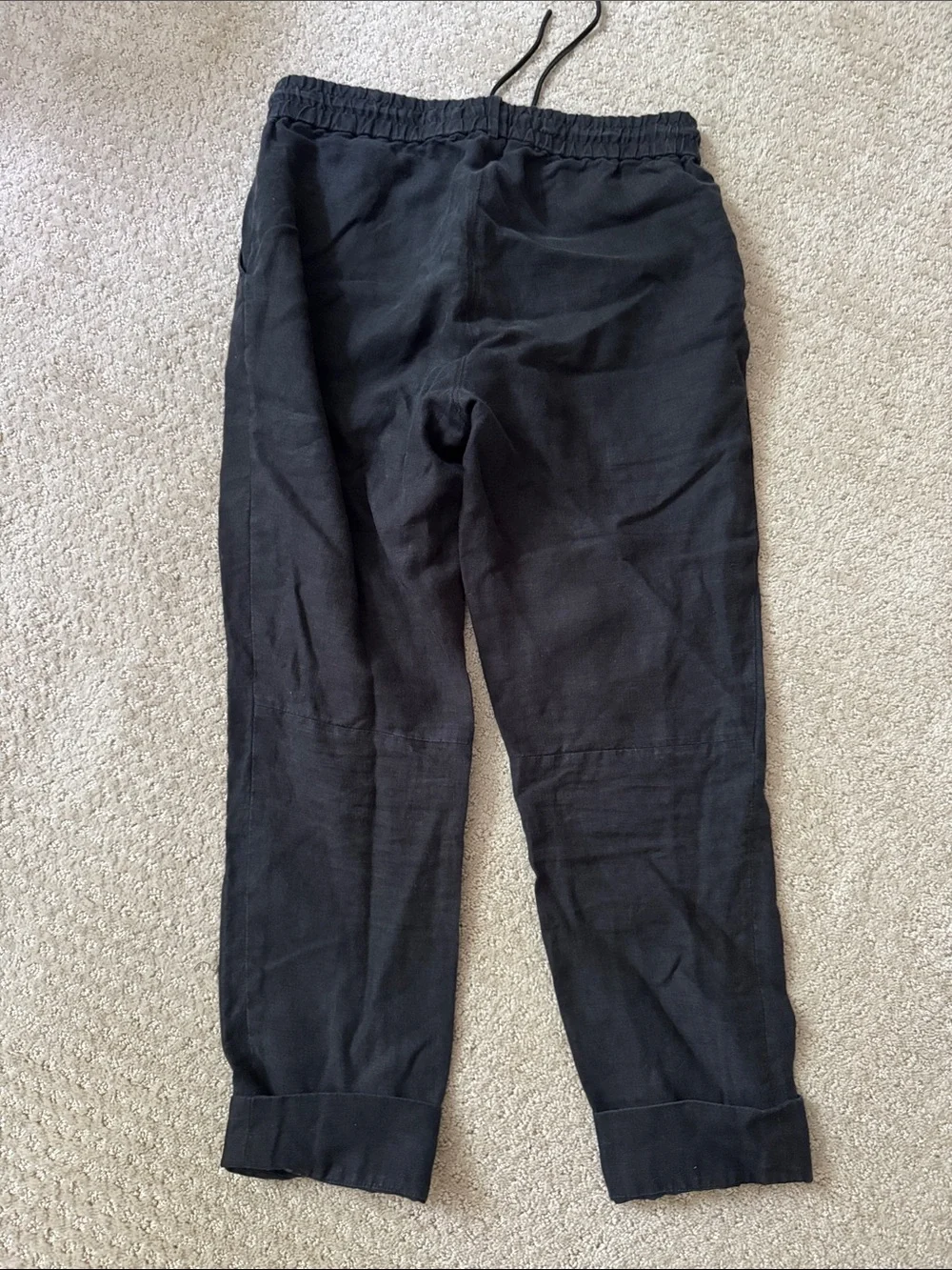 TÉCHIN Drawstring Pants in Washed Black Estimated Size Small
